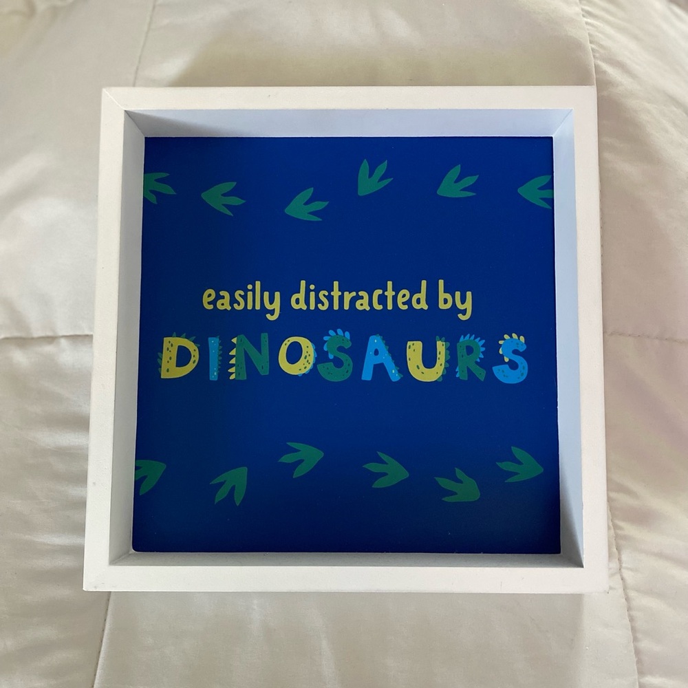 Whimsical Blue and White Dinosaur Art & Decals